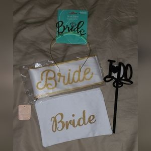 Bride Makeup Bag, Sash, Headband & "I Do" Cake Topper